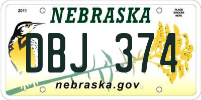 NE license plate DBJ374