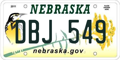 NE license plate DBJ549