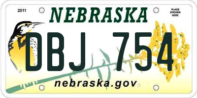 NE license plate DBJ754