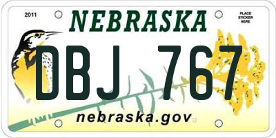 NE license plate DBJ767