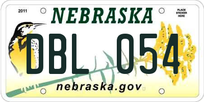 NE license plate DBL054