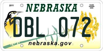 NE license plate DBL072