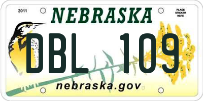 NE license plate DBL109