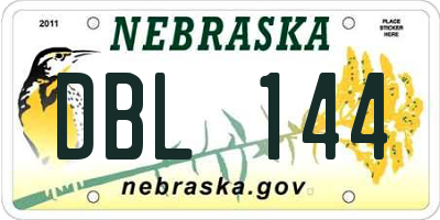 NE license plate DBL144