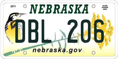NE license plate DBL206