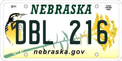 NE license plate DBL216