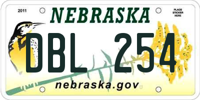 NE license plate DBL254