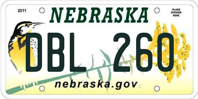 NE license plate DBL260