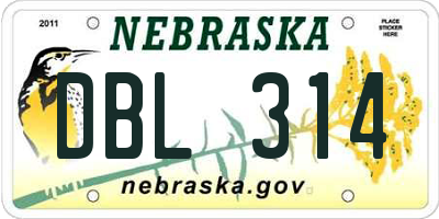 NE license plate DBL314