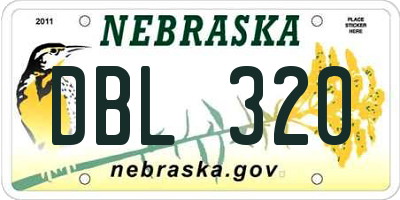 NE license plate DBL320