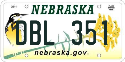 NE license plate DBL351