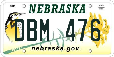 NE license plate DBM476