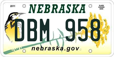 NE license plate DBM958