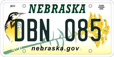 NE license plate DBN085