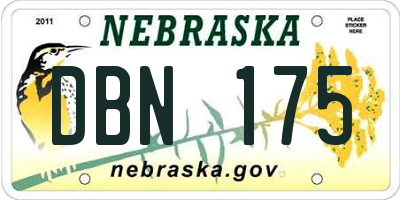 NE license plate DBN175