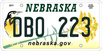 NE license plate DBO223