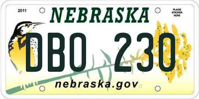 NE license plate DBO230