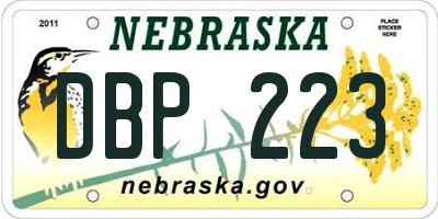 NE license plate DBP223