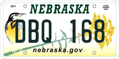 NE license plate DBQ168