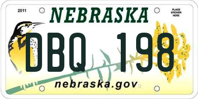 NE license plate DBQ198
