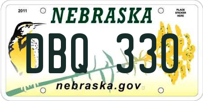 NE license plate DBQ330