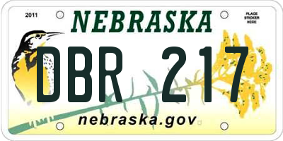 NE license plate DBR217