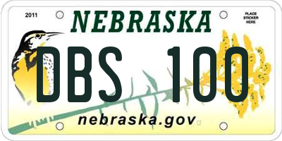 NE license plate DBS100