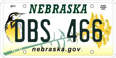 NE license plate DBS466