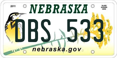 NE license plate DBS533