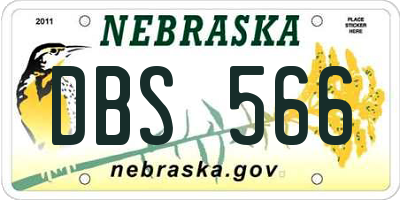 NE license plate DBS566