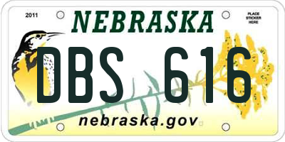 NE license plate DBS616