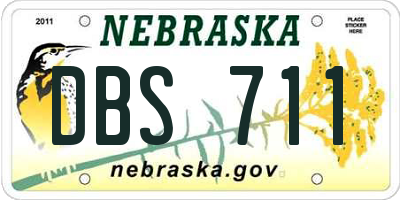 NE license plate DBS711