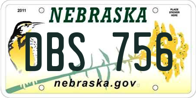 NE license plate DBS756