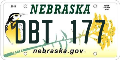 NE license plate DBT177