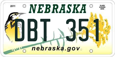 NE license plate DBT351