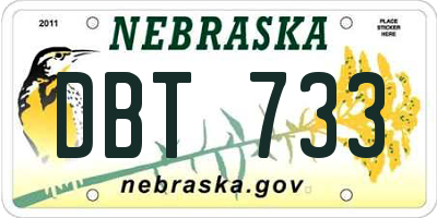 NE license plate DBT733