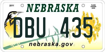 NE license plate DBU435