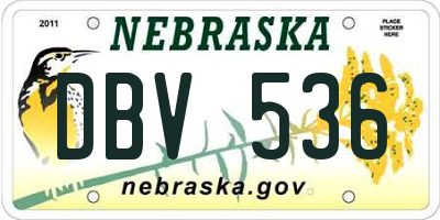 NE license plate DBV536