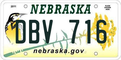 NE license plate DBV716