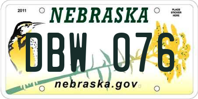 NE license plate DBW076