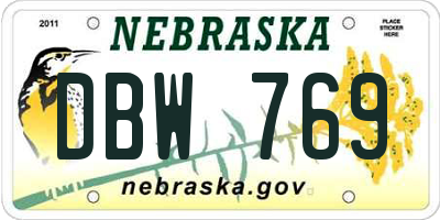 NE license plate DBW769