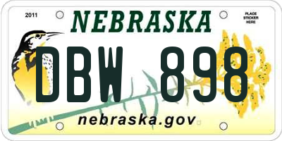 NE license plate DBW898