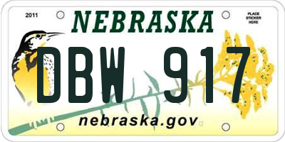 NE license plate DBW917