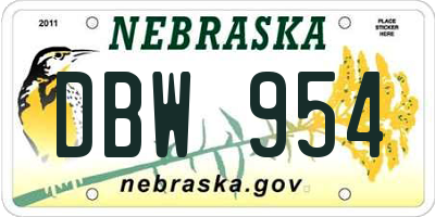 NE license plate DBW954