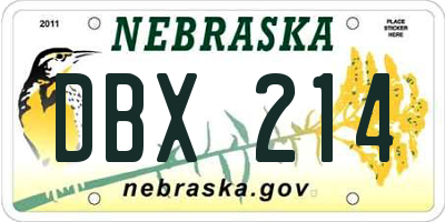 NE license plate DBX214