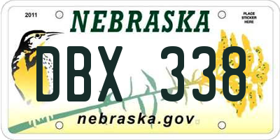 NE license plate DBX338