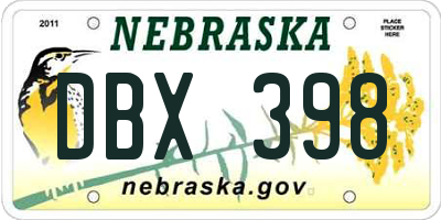 NE license plate DBX398