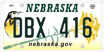NE license plate DBX416