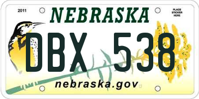 NE license plate DBX538