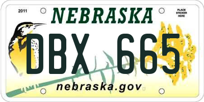 NE license plate DBX665